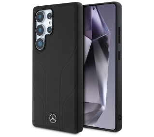 Mercedes-Benz Leather Debossed Lines MagSafe do Galaxy S25 Ultra Czarny