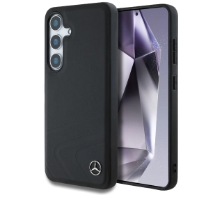Mercedes-Benz Leather Horizontal Debossed Curves MagSafe do Galaxy S25 Czarny