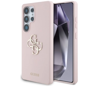 Guess Silicone Big 4G Logo Bottom Script Galaxy S25 Ultra Różowy