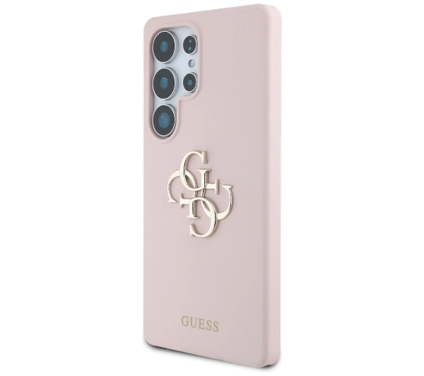 Guess Silicone Big 4G Logo Bottom Script Galaxy S25 Ultra Różowy