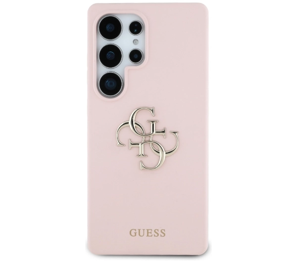 Guess Silicone Big 4G Logo Bottom Script Galaxy S25 Ultra Różowy