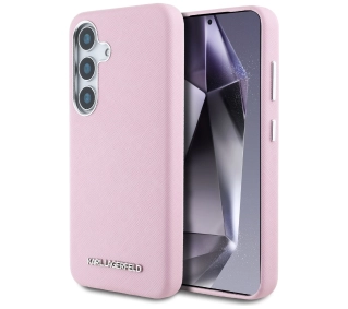 Karl Lagerfeld Saffiano Full Wrapped Elongated Metal Logo MagSafe do Galaxy S25 Różowy