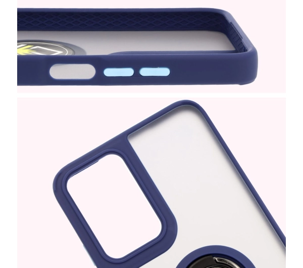 Bizon z uchwytem na palec Hybrid Ring do Motorola Moto G35 5G Przydymione z granatową ramką
