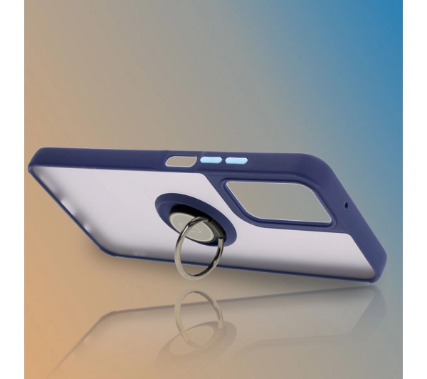 Bizon z uchwytem na palec Hybrid Ring do Motorola Moto G35 5G Przydymione z granatową ramką