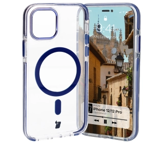 Bizon Marco z MagSafe do iPhone 12 Pro / 12 Przezroczyste z niebieską ramką