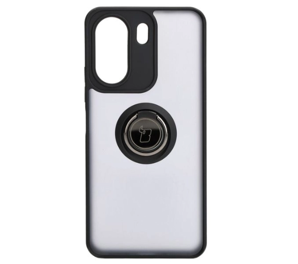 Bizon z uchwytem na palec Hybrid Ring do Xiaomi Redmi 13C / Xiaomi Poco C65 Przydymione z czarną ramką