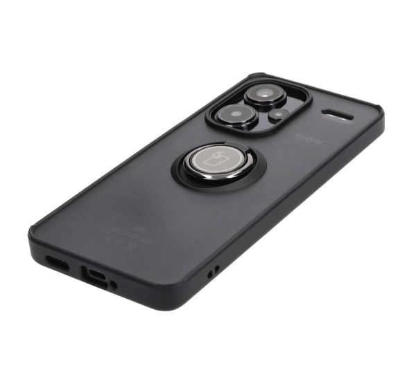 Bizon z uchwytem na palec Hybrid Ring do Xiaomi Redmi Note 13 Pro+ 5G Przydymione z czarną ramką