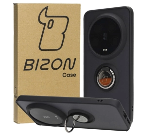 Bizon z uchwytem na palec Hybrid Ring do Xiaomi 14 Ultra Przydymione z czarną ramką