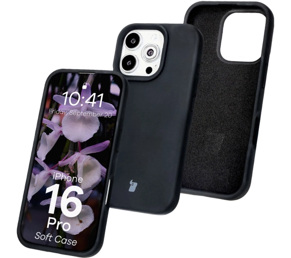 Bizon Silikonowe Soft do iPhone 16 Pro Czarny