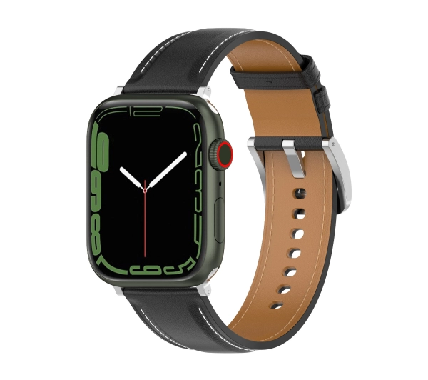 Bizon skórzany Casual do Apple Watch 44/45/46/49mm Czarny