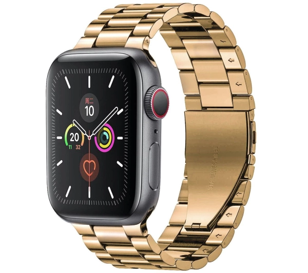 Bizon ze stali nierdzewnej Aura do Apple Watch 49/46/45/44/42mm Różowo-złoty