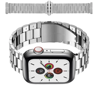 Bizon ze stali nierdzewnej Aura do Apple Watch 41/40/38mm Srebrny