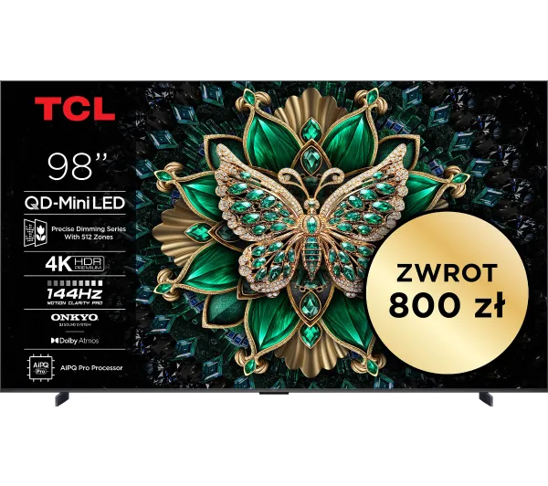 TCL 98C6K  98" QD-Mini LED 4K 144Hz Google TV Dolby Vision IQ Dolby Atmos HDMI 2.1 DVB-T2