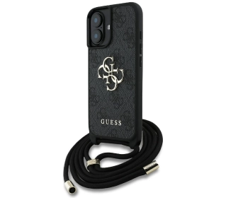 Guess 4G Big Logo Cord Stap Crossbody do iPhone 16 Plus Czarny