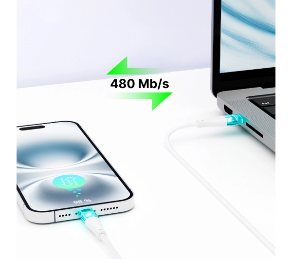 QUALO USB-C do USB-C 1,5m 3A Biały