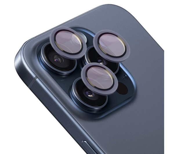 Bizon na aparat z aplikatorem Snap Lens do iPhone 15 Pro/15 Pro Max niebieska ramka