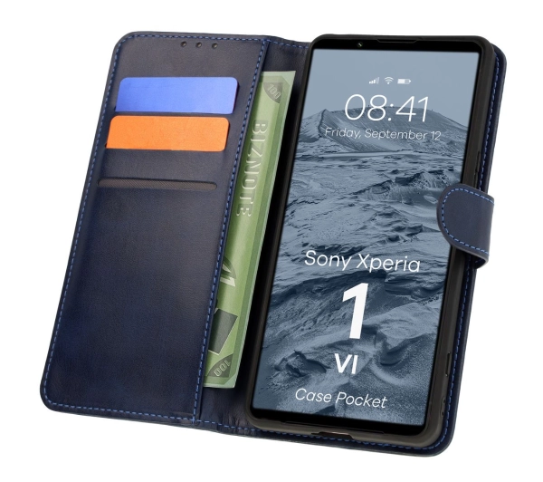 Bizon z klapką Pocket do Sony Xperia 1 VI Granatowy