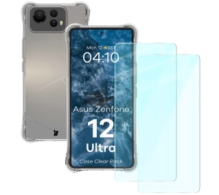 Bizon elastyczne etui Salpa + 2x szkło hartowane Clear Pack do Asus Zenfone 12 Ultra