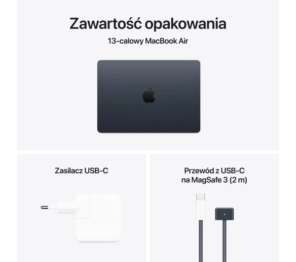 Apple MacBook Air 2025 13,6" M4 16GB RAM 512GB Dysk macOS Północ 70W Funkcje AI - Kup na Raty - RRSO 0%