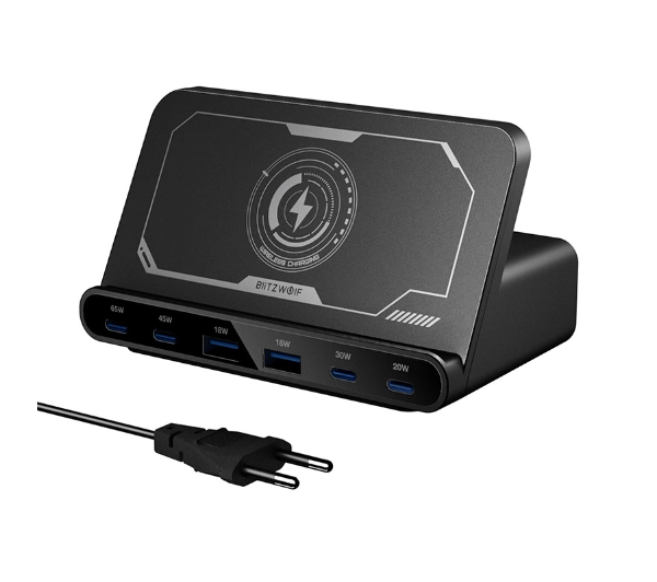 Ładowarka Blitzwolf Stacja ładująca BW-S27 160W, 2xUSB-A, 4xUSB-C, 15W (czarna)