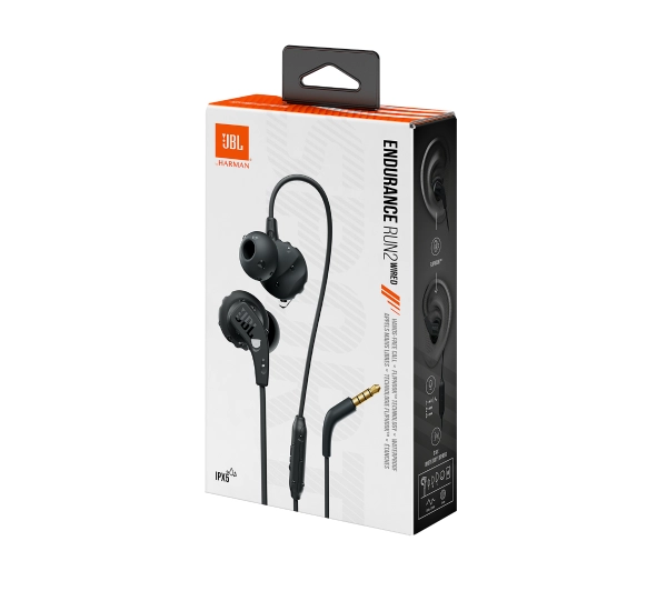 JBL Endurance Run 2 Wired Black Dokanałowe Mikrofon Czarny