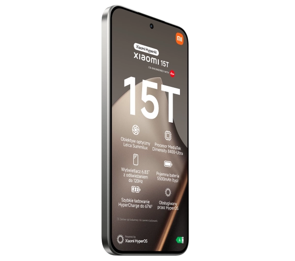 Xiaomi 15T 12/512GB Funkcje AI 6,83" 120Hz 50Mpix Szary - Kup na Raty - RRSO 0%