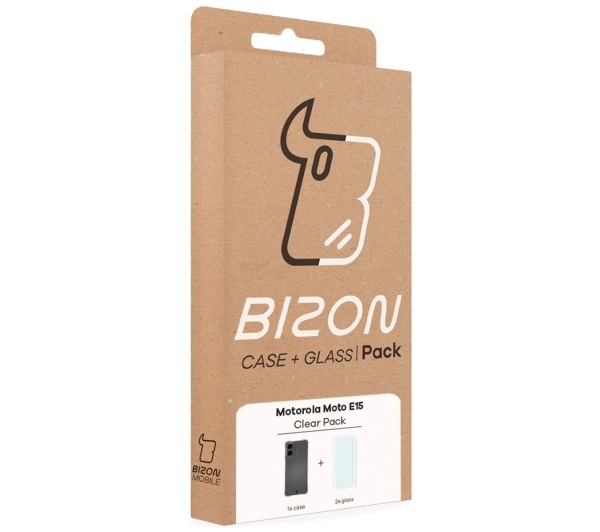 Bizon elastyczne etui Salpa + 2x szkło hartowane Clear Pack do Motorola Moto E15