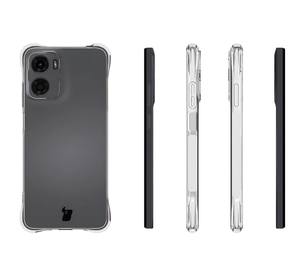 Bizon elastyczne etui Salpa + 2x szkło hartowane Clear Pack do Motorola Moto E15