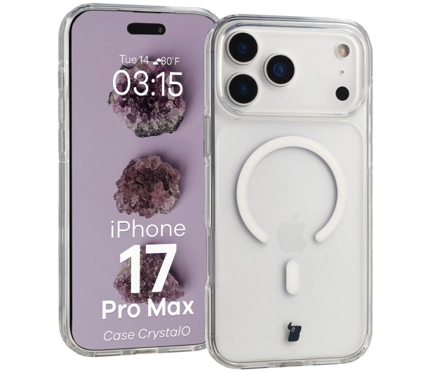 Bizon CrystalO z MagSafe do iPhone 17 Pro Max Półprzezroczyste z przezroczystą ramką