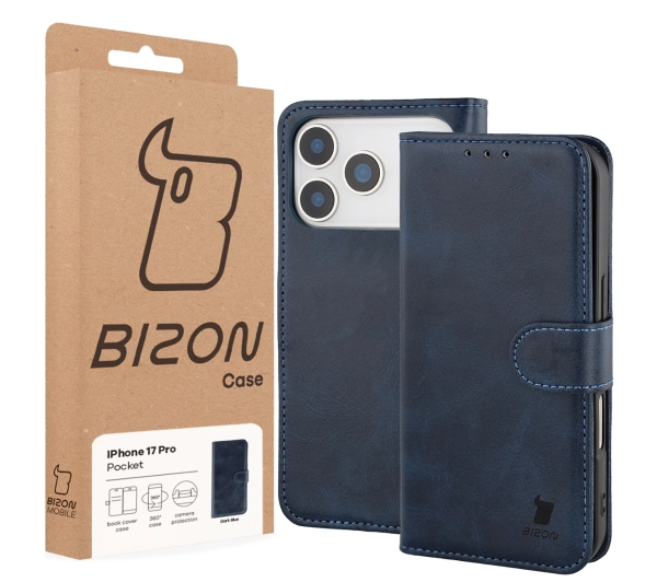 Bizon z klapką Pocket do Apple iPhone 17 Pro Granatowy