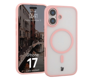 Bizon MatteO z MagSafe do MatteO iPhone 17 Pink Półprzezroczyste z różową ramką