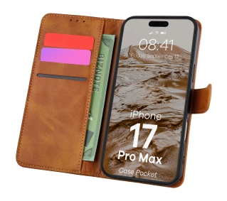 Bizon z klapką Pocket do Apple iPhone 17 Pro Max Brązowy