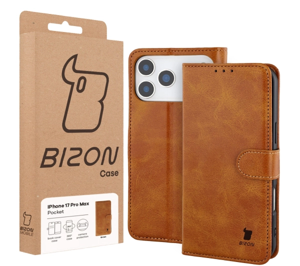 Bizon z klapką Pocket do Apple iPhone 17 Pro Max Brązowy
