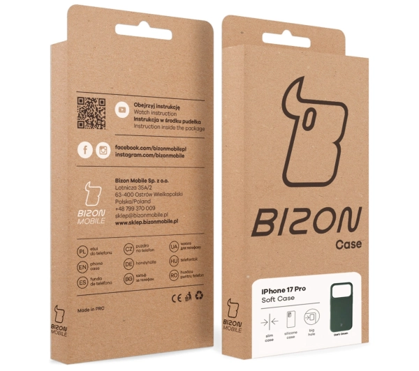 Bizon Silikonowe Soft do Apple iPhone 17 Pro Ciemnozielony