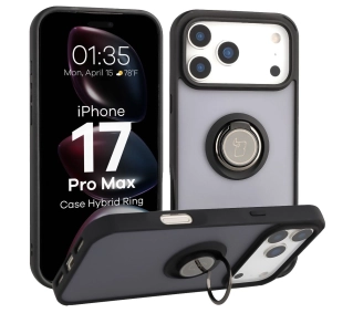 Bizon z uchwytem na palec Hybrid Ring do Apple iPhone 17 Przydymione z Czarną ramką