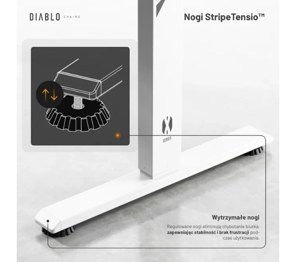 Diablo Chairs X-Tensio 1100  110cm Regulacja wysokości  Biały - Kup na Raty - RRSO 0%