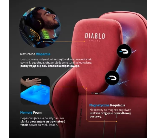 Diablo Chairs X.One Prime Normal Size Bloody Mary Gamingowy Do 140kg Tkanina Czerwony - Kup na Raty - RRSO 0%