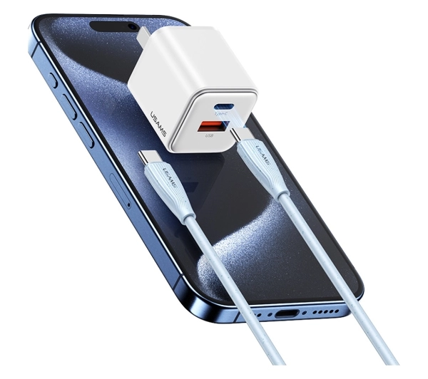 USAMS Green Series 60W USB-C do USB-C 1m Różowy