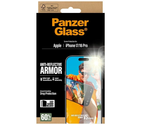 PanzerGlass Armor Anti-Reflective EasyAligner do iPhone 17 / 16 Pro