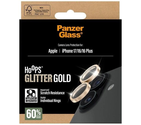 PanzerGlass Hoops Glitter do iPhone 17 / 16 / 16 Plus Złoty