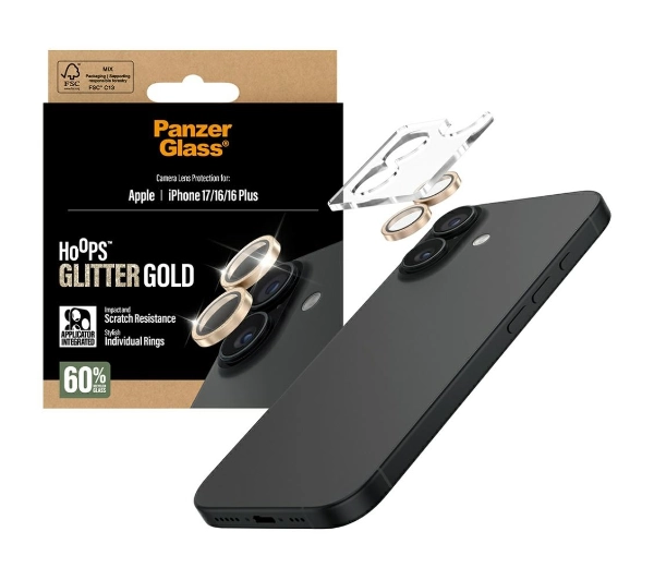 PanzerGlass Hoops Glitter do iPhone 17 / 16 / 16 Plus Złoty