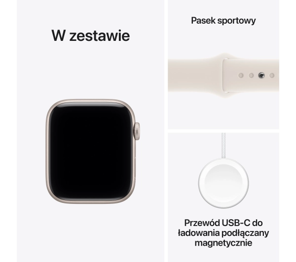 Apple Watch SE 3gen GPS koperta 40mm z aluminium Księżycowa poświata pasek sportowy Księżycowa poświata S/M - ⚡ BESTSELLERY ⚡ - Kup na Raty - RRSO 0%