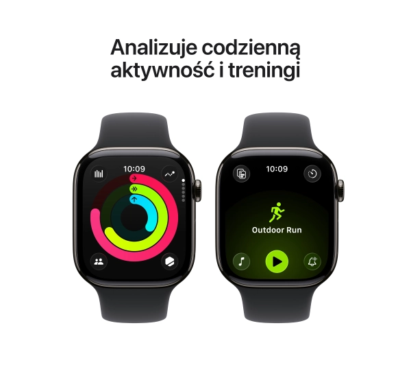 Apple Watch Series 11 GPS + Cellular 46mm Tytan Łupek Pasek sportowy Czarny M/L - Kup na Raty - RRSO 0%