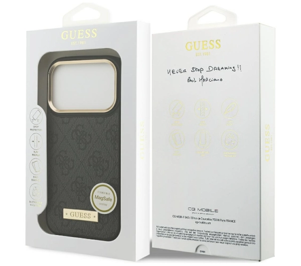 Guess 4G Logo Plate MagSafe do iPhone 17 Pro czarny