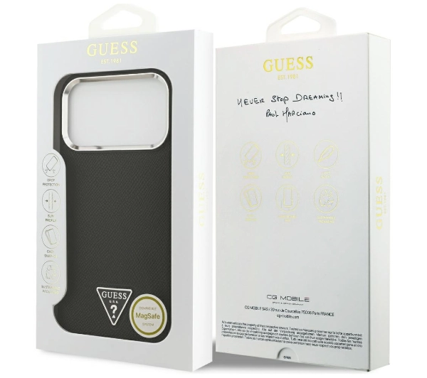 Guess Grained Triangle Logo MagSafe do iPhone 17 Pro Max czarny
