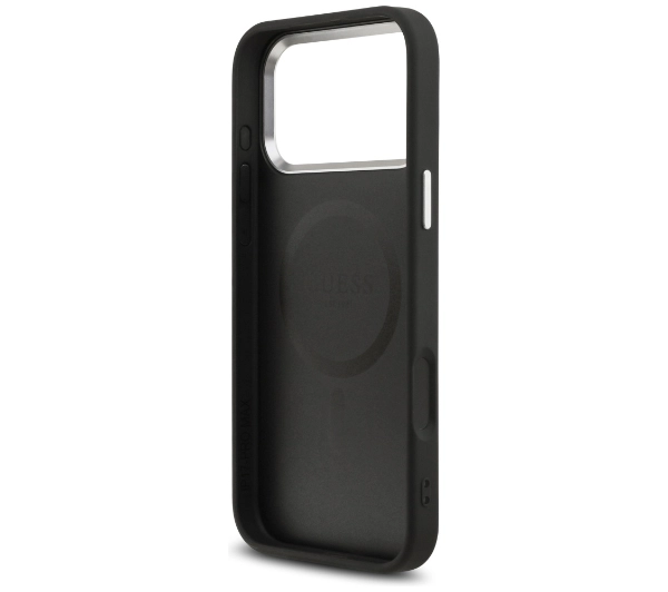 Guess Grained Triangle Logo MagSafe do iPhone 17 Pro Max czarny