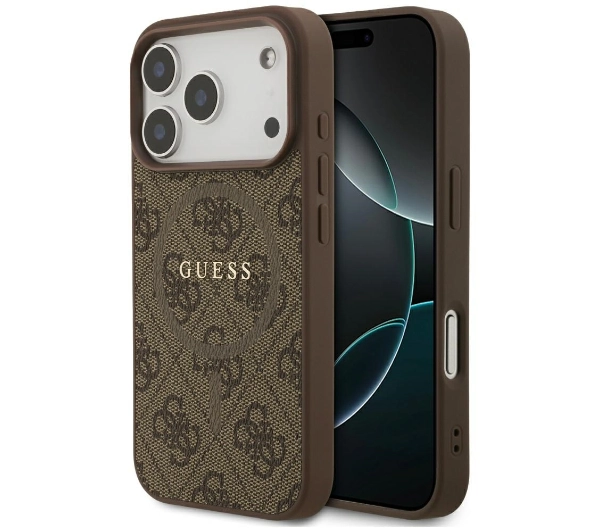 Guess 4G Ring Classic Logo MagSafe do iPhone 17 Pro brązowy