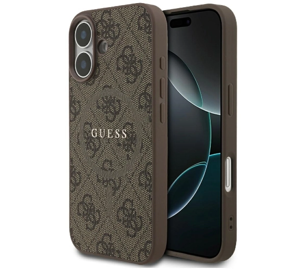 Etui GUESS 4G Ring Classic Logo MagSafe do Apple iPhone 17 Brązowy