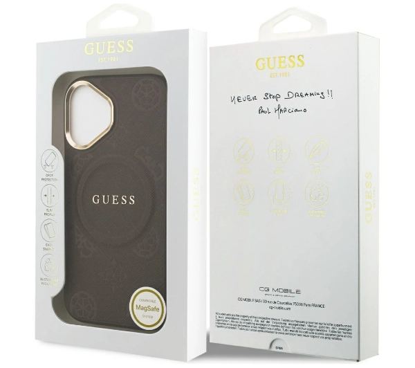 Guess Peony Hot Stamp MagSafe do iPhone 17 brązowy