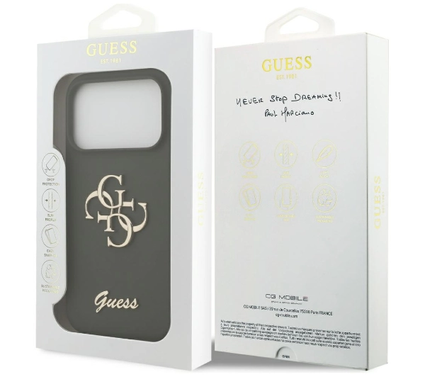Guess Silicone Big 4G Script do iPhone 17 Pro Max khaki